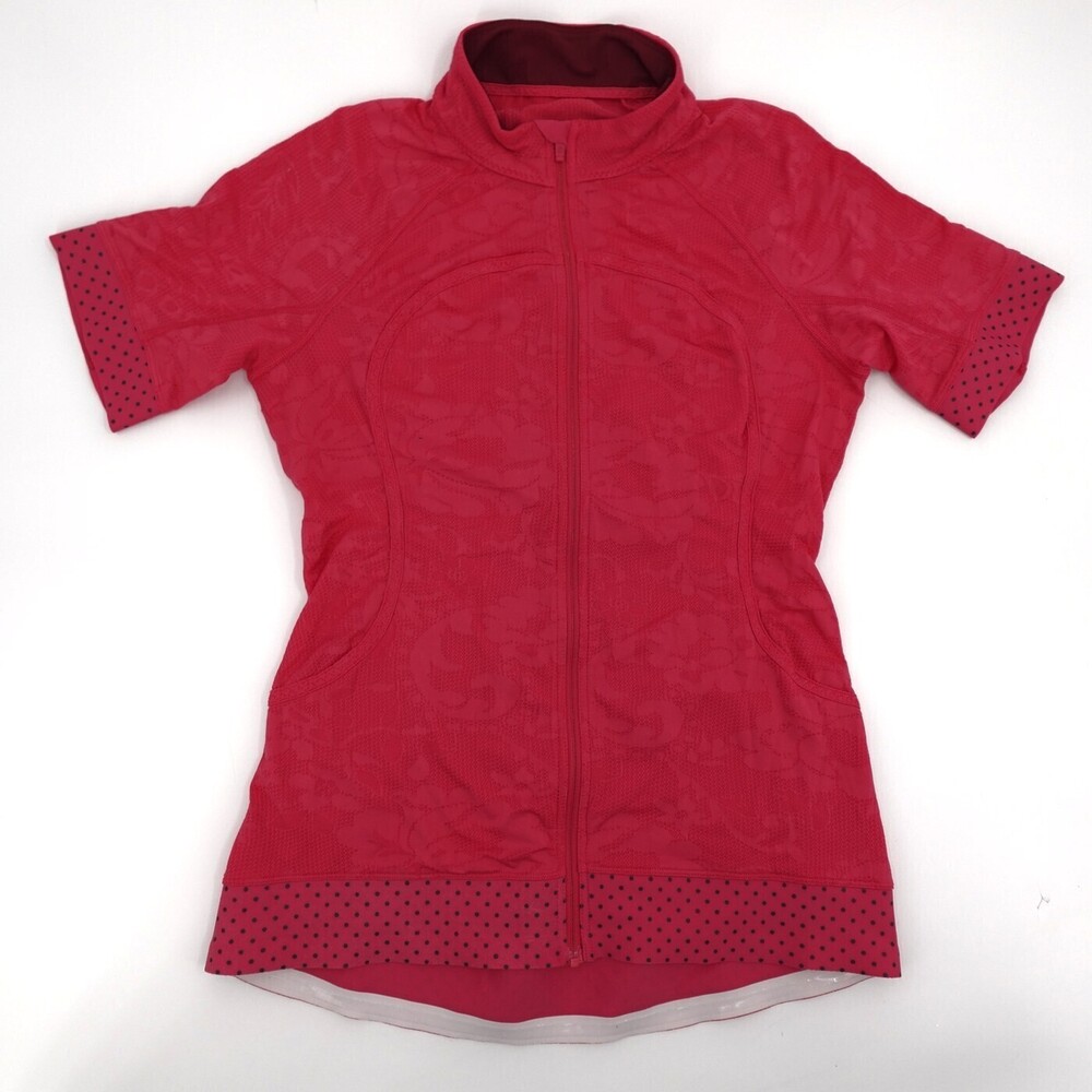 Lululemon Cycling Jersey Womens Small Red Leader of the Pack Athletic Stretch
